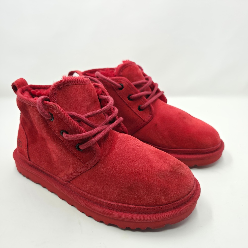UGG Neumel Red Suede Lace Up Ankle Boots 1094269 Womens Size 7